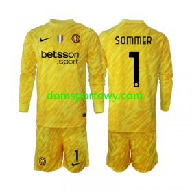 Koszulka Inter Mediolan Yann Sommer 1 Bramkarska Dziecięcy Wyjazdowe Koszulki Piłkarskie 2024-2025 Długi Rękaw